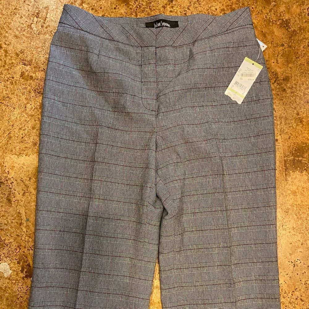 LESUIT Separates black and white plaid flat front dress‎ pants trousers